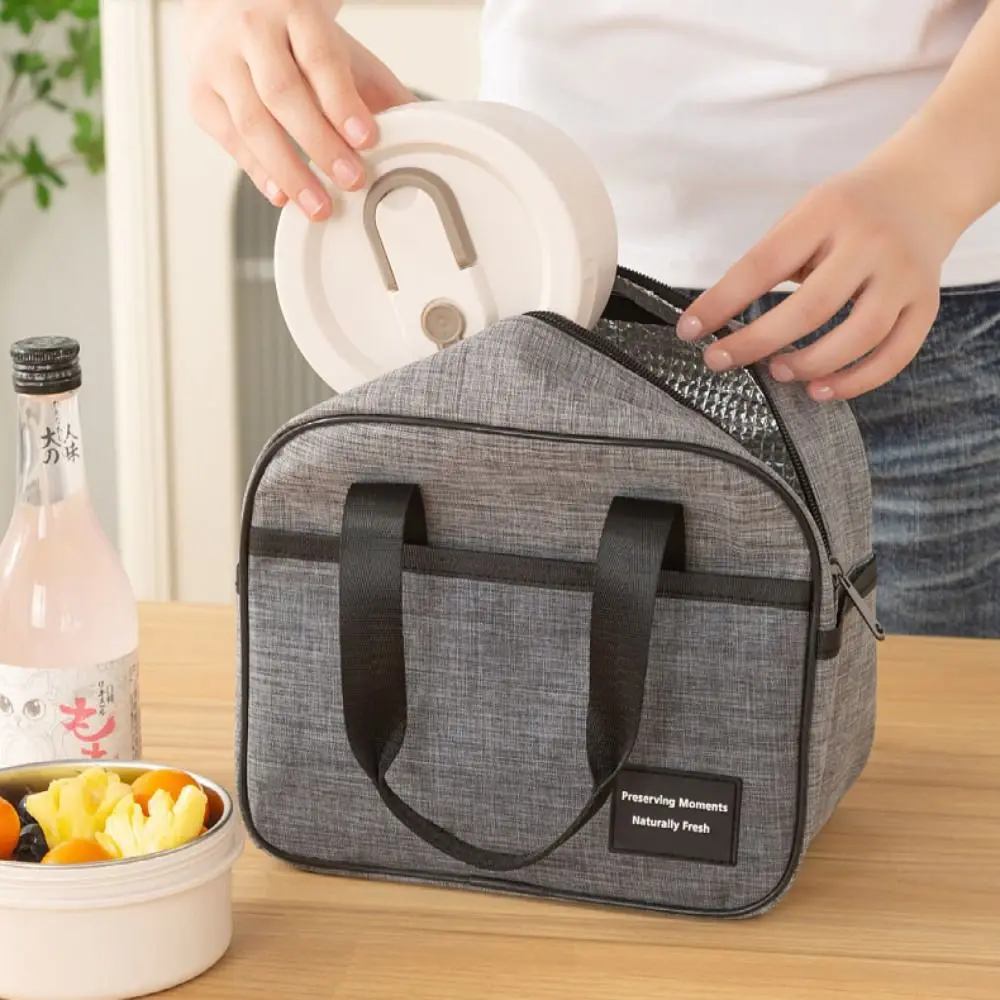 

Portable Insulated Thermal Lunch Bag Large Capacity Waterproof Hand-held Picnic Food Pouch Thickened Oxford Cloth Lunch Box