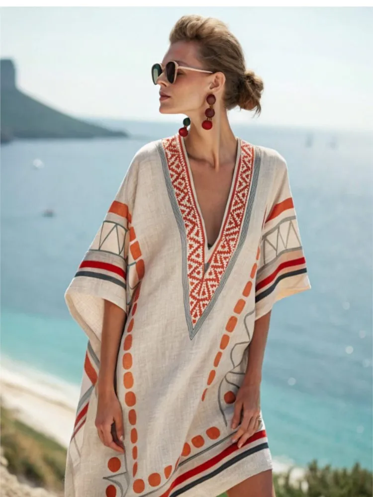 

Women Fashion Summer Dress Minimalist V-neck Up Dress Woman's White Short Sleeved Casual Loose Dresses Women Print Mini Dress