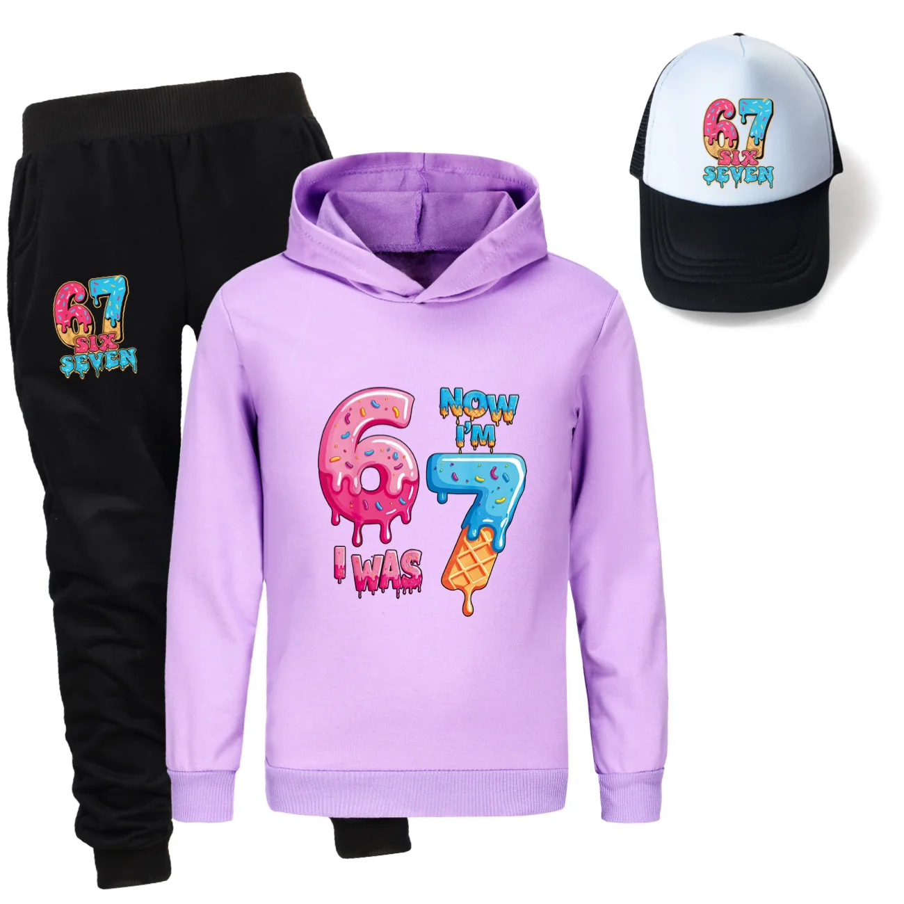 

Детский спортивный костюм, толстовка с длинными рукавами и брюки для бега, осенняя мода для девочек и мальчиков, милый комплект «Steal a Brainrot Esok») 67