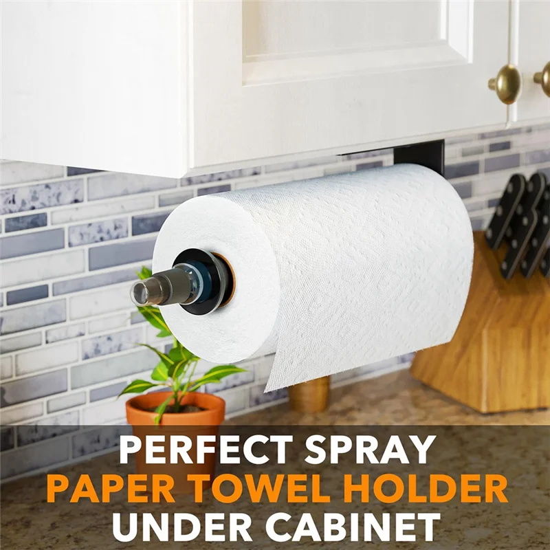 

A05E-Under-держатель для шкафа, подвесной настенный ролик для бумажных полотенец для кухни и ванной комнаты (черный)