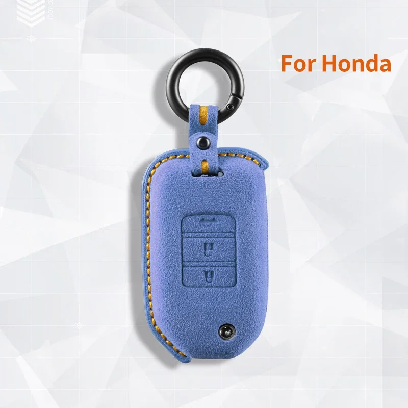 

For Honda Civic HRV CRV XRV CR-V Crider Odyssey Pilot Fit Accord Suede Remote Car Key Case Shell Keychain for Honda Flip Key