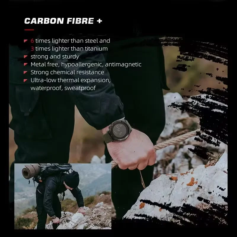 Reloj inteligente resistente al agua North Edge ALPS para exteriores, reloj inteligente resistente al agua hasta 50M para hombres y mujeres, reloj Digital de fibra de carbono con brújula deportiva