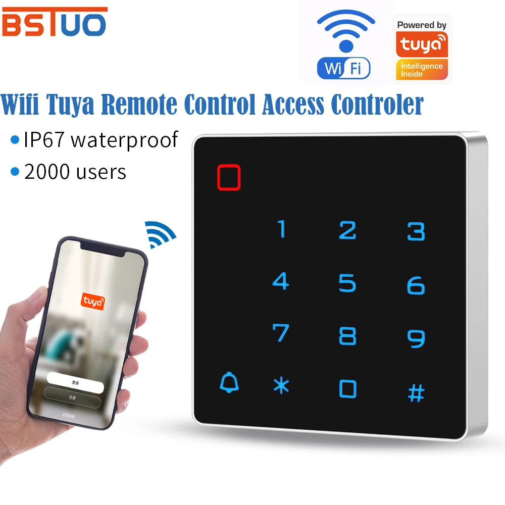 Support Tuya APP Door Access Control System Kit  2.4G Wifi Remote Control Waterproof Smart Door Lock Standalone Keypad RFID Card