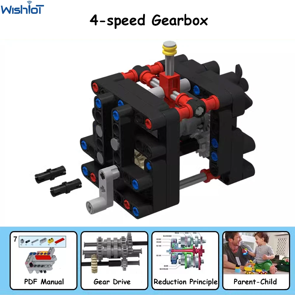 

MOC 4-Speed Gearbox Gear Drive M Motor 8883 AA Battery Box 8881 Legoeds-compatible Building Blocks Power Functions Puzzle Bricks