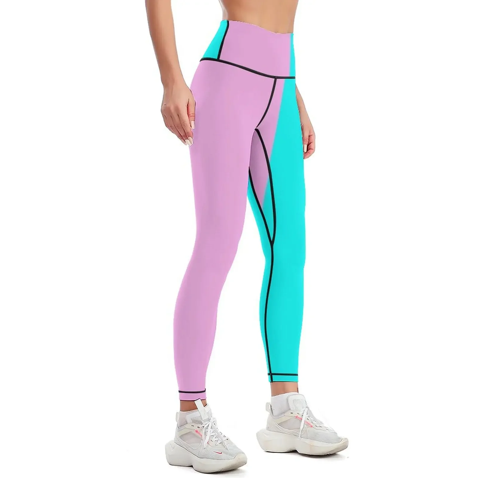 Pink x Cyan Color Split! Leggings Clothing fitness Female legging pants legging gym Womens Leggings