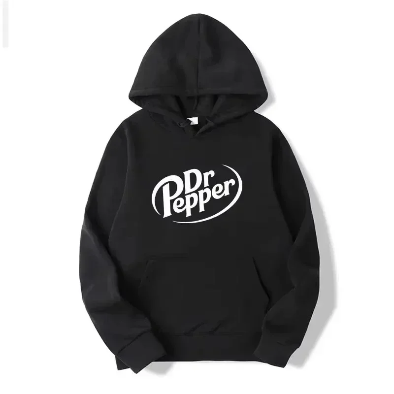 

2025 Autumn Warm Dr Pepper Letter Printed Hoodies Street Men Fashion Fleece Sweatshirts Casual Unisex Pullover Tops Fashion Tre