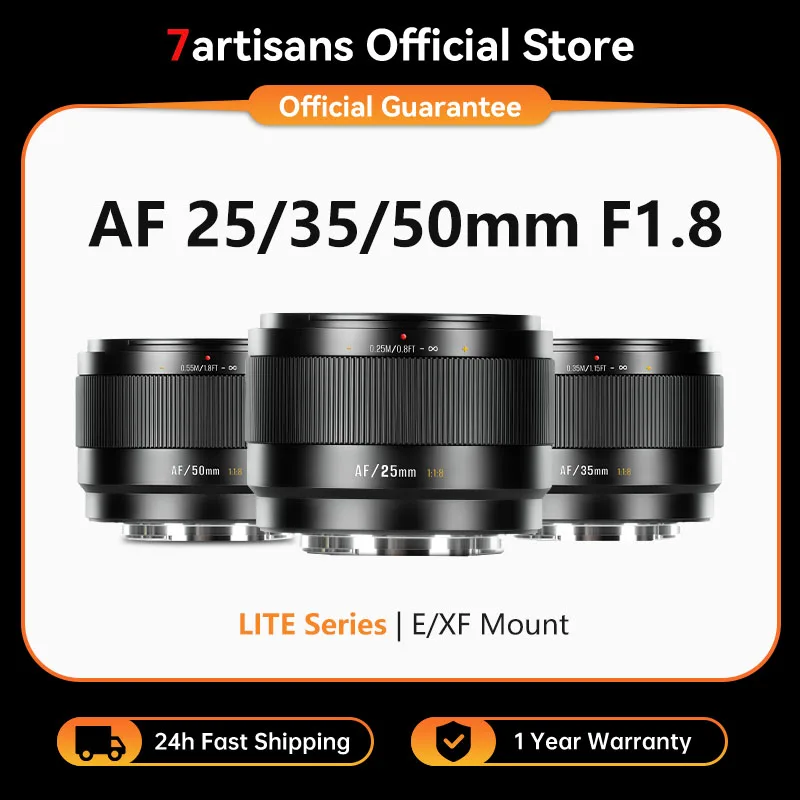 

7artisans AF 25mm 35mm 50mm F1.8 APS-C AutoFocus Large Aperture Prime Lens LITE Series for Sony E A7C II A6700 Fuji XF XT-5XT-50
