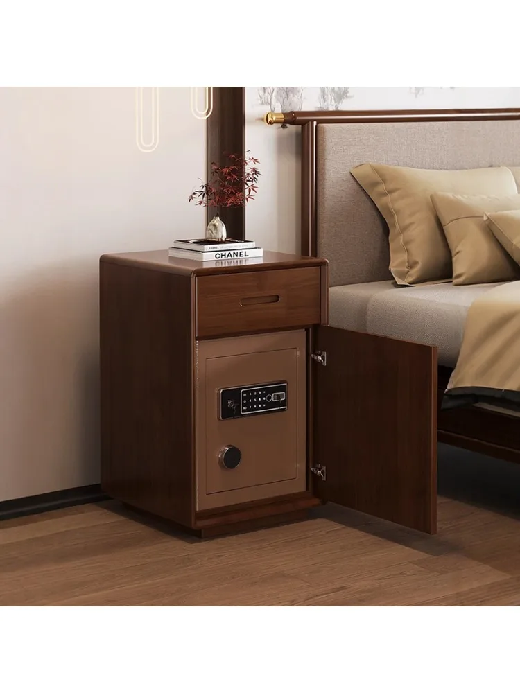 Solid wood bedside safe integrated household simple multi-function anti-theft hidden safe