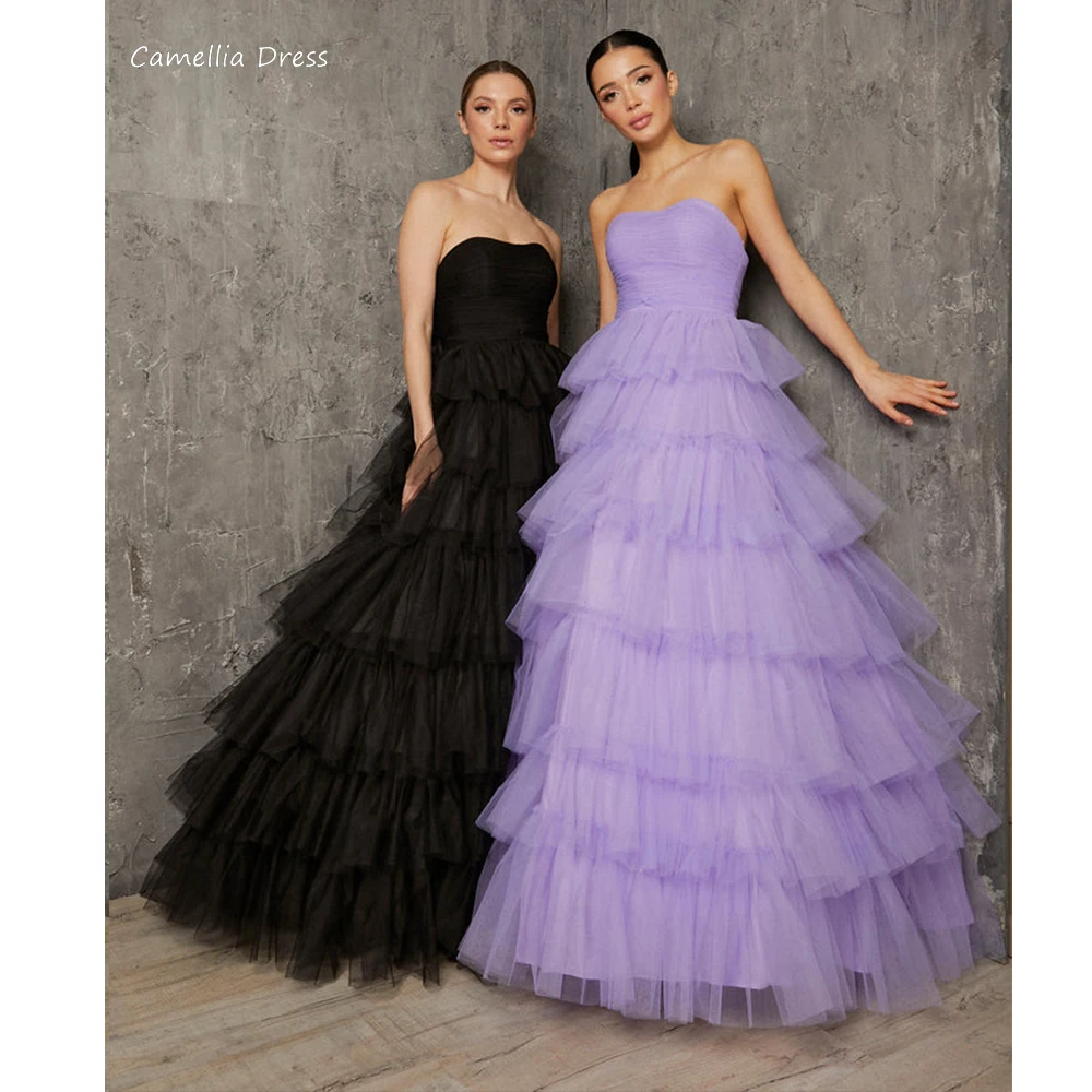 New Ballgown Evening Dresses Romantic Strapless Luxury Evening Dresses 2023 Sleeveless Tulle Wedding Party Dress فساتين السهرة