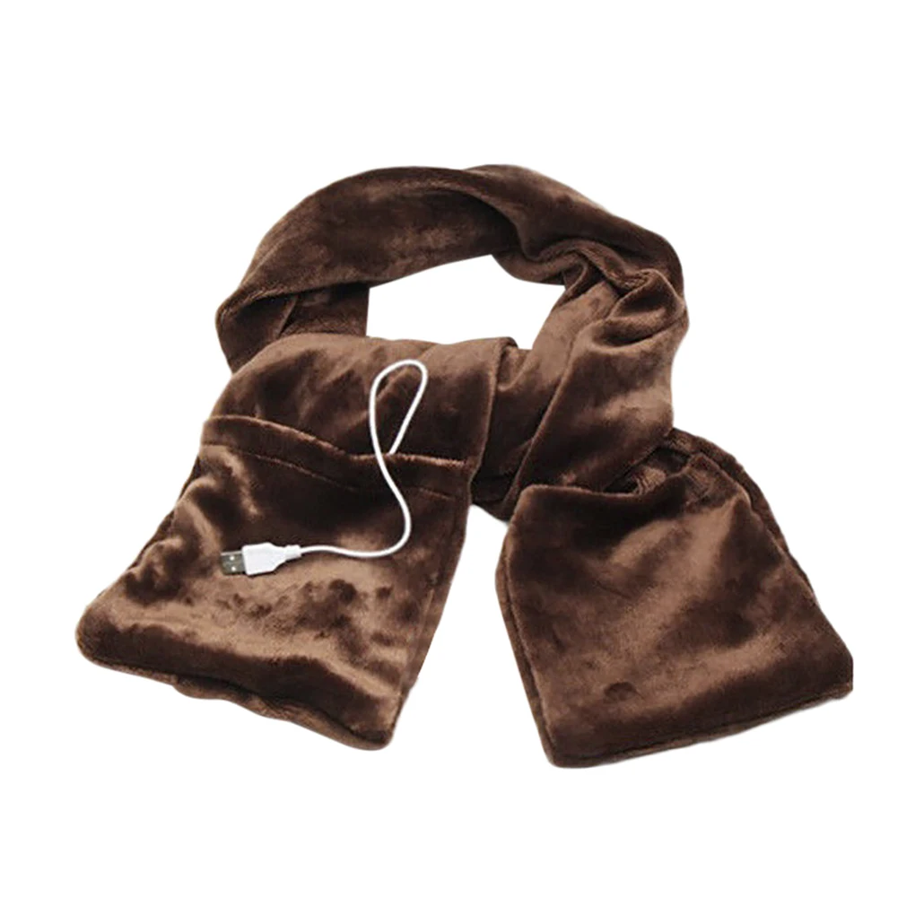 USB Heated Scarf Soft Heating Shawl Pockets Unisex Winter Warm Neck Wrap Outdoor Fishing Climbing Hiking Warmer