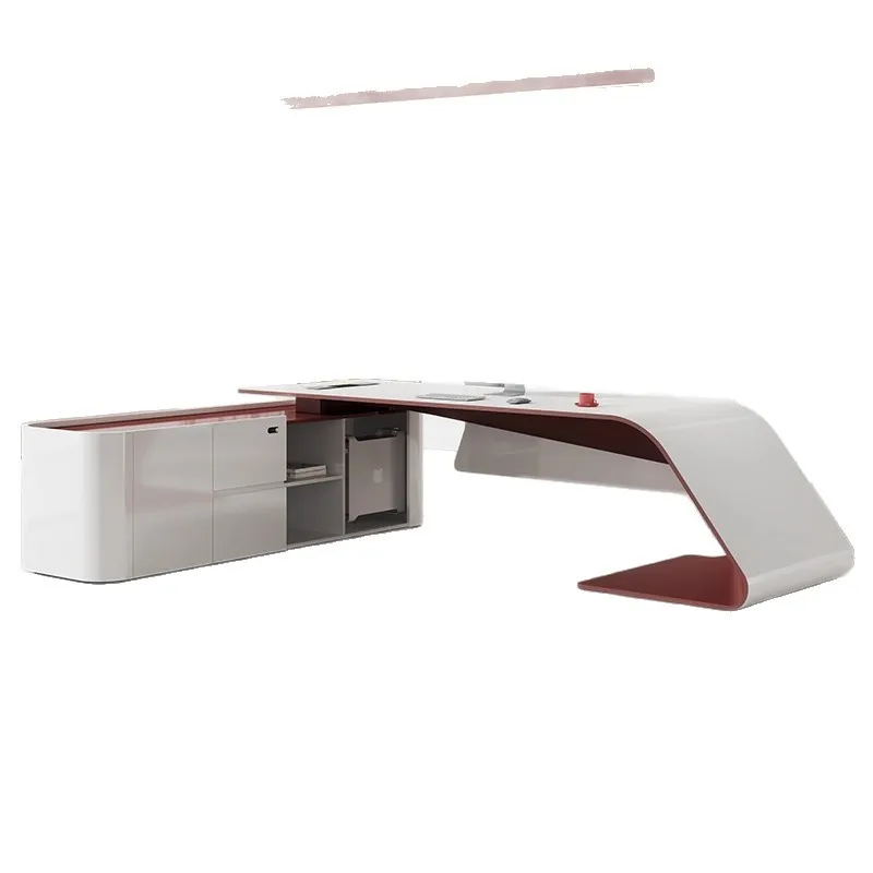 Female President Office Desk Chair Piano Paint Large Class Manager Supervisor Desk Light Luxury Fashion Ladies Boss Desk