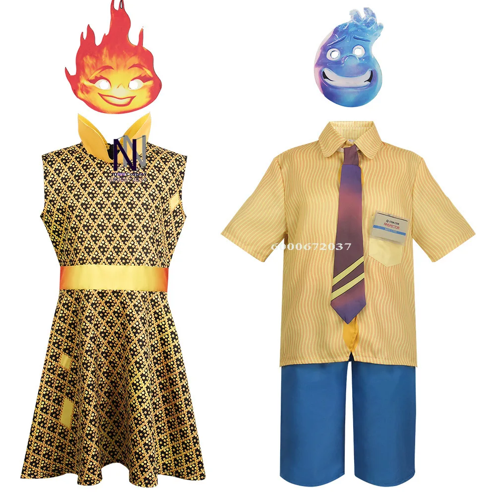 

Anime Film Elemental Cosplay Costume - Men's Shirt & Women's Dress Set for Halloween & Carnival