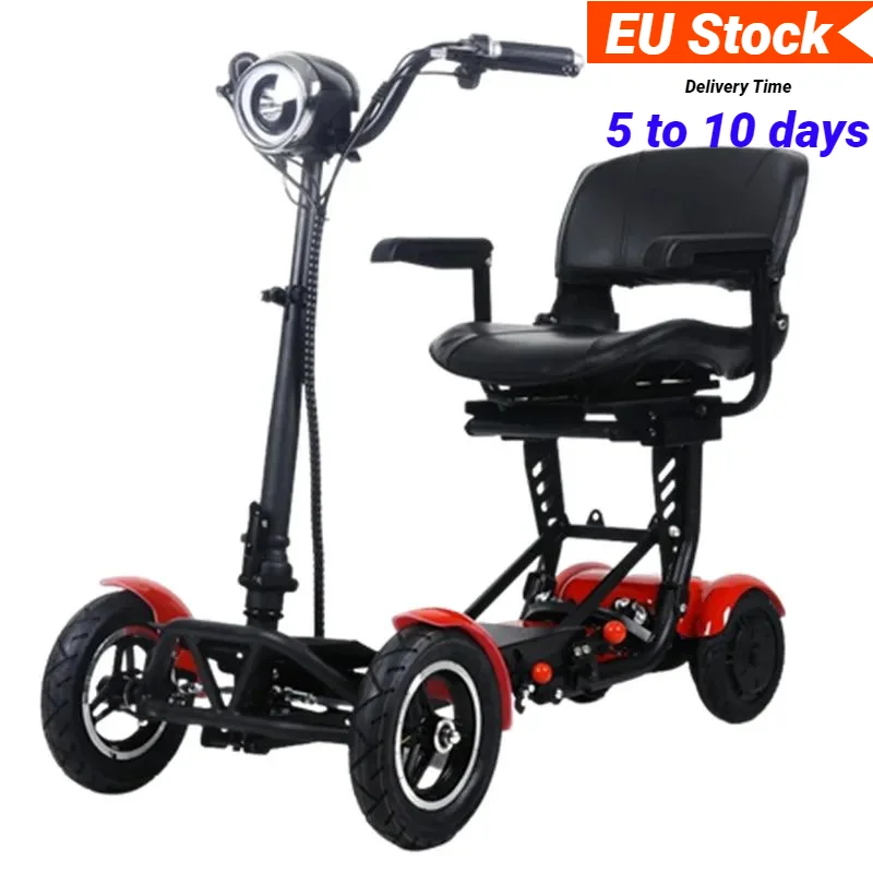 EU Stock 4 Wheel Folding Electric Scooter For Disabled Double Motor 250W 36V Foldable Travel Mobility Scooter Adult With Reverse