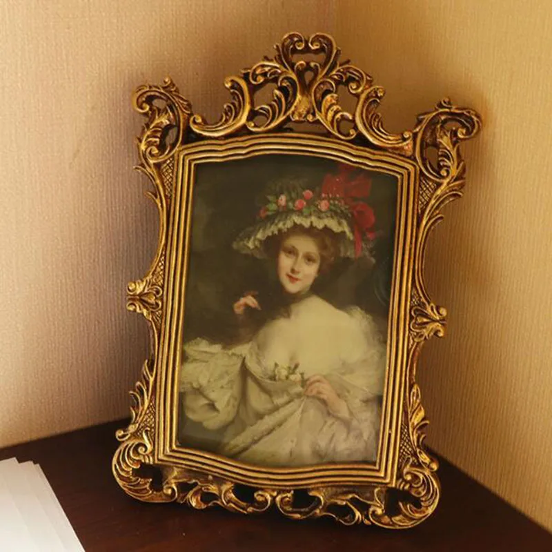 European Style Photo Frame Retro Relief Resin Picture Frame Wedding Photo Holder Hanging Wall Home Decor
