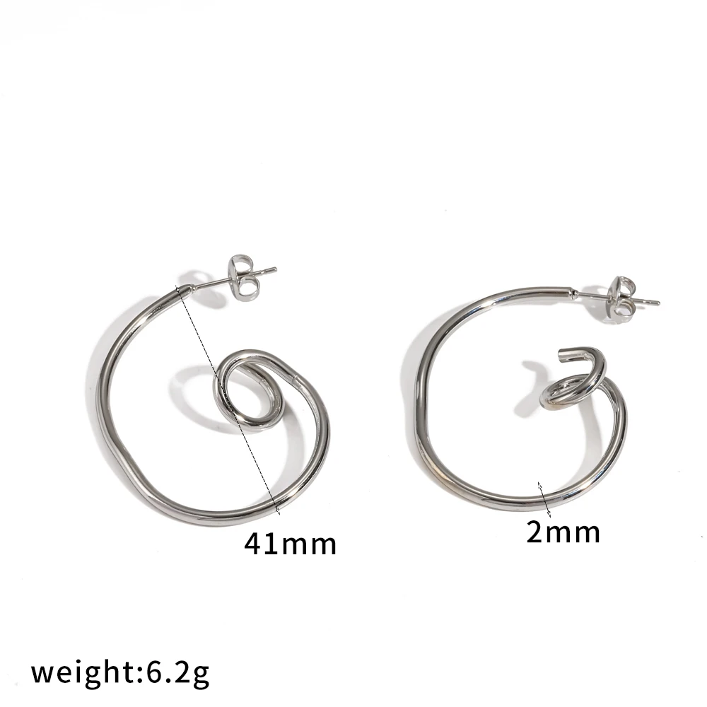 Modische 18K vergoldete Edelstahl-Ohrringe mit geometrischem Hohl-Design für Damen, gedrehte Linien, Statement-Party-Schmuck, wasserdicht – Detail 9