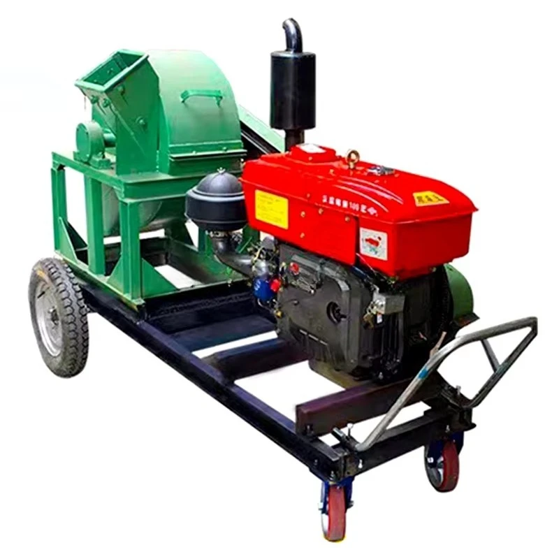 Garden Wood Sawdust Crusher 1000kg/h Wood Chipper Shredder Grinder Hammer Mill Tree Branch Crusher Machine Engine Pump Core