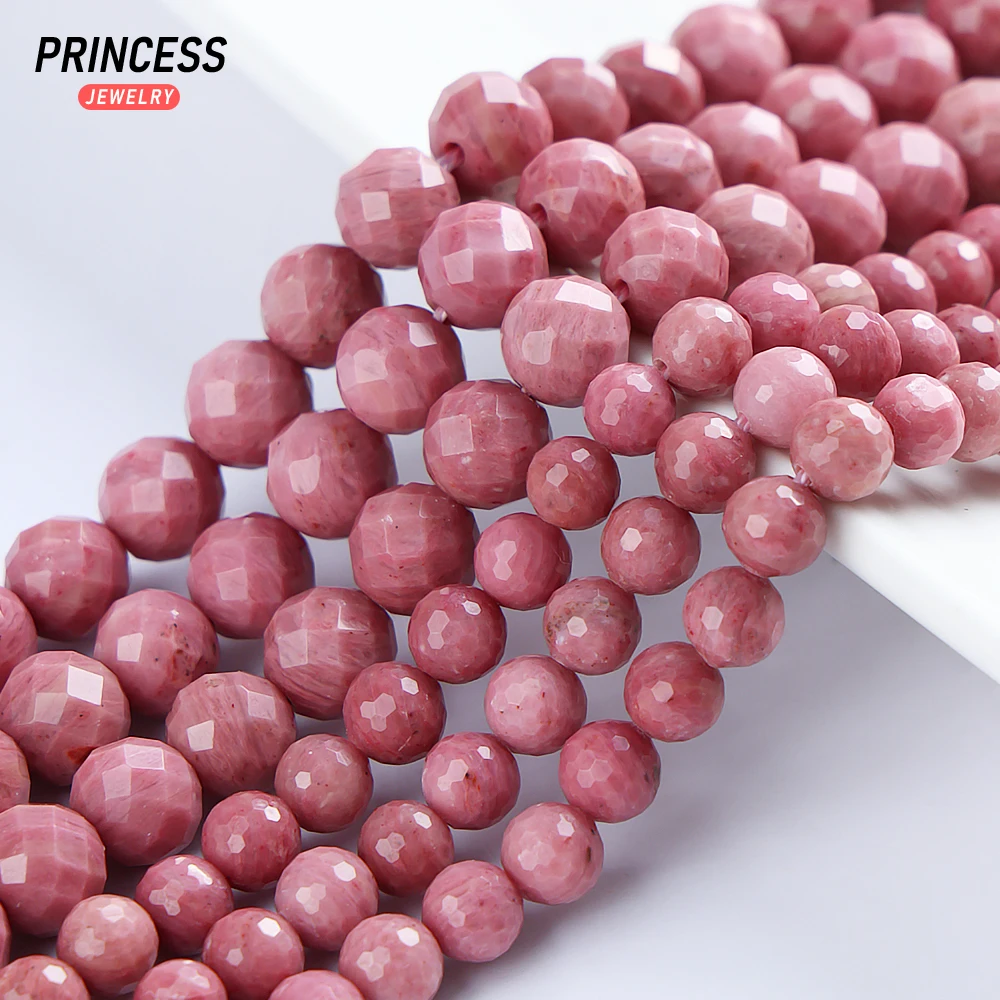 A++ Natural Red Rhodonite Faceted Round Beads for Jewelry Making Bracelet Necklace DIY Accessories 4 6 8 10mm Wholesale