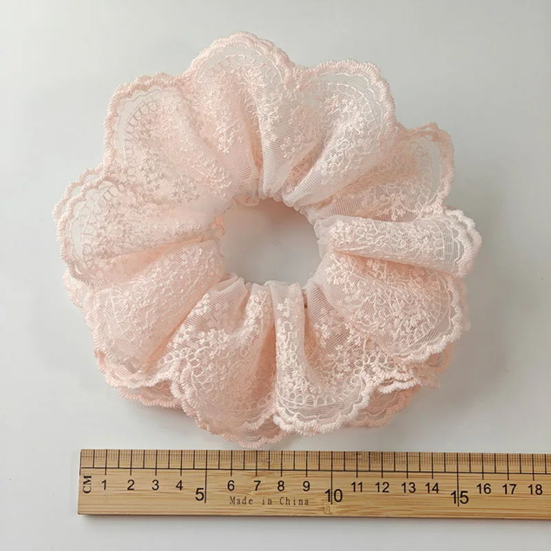 2025 حار الكورية لطيف المرأة الدانتيل التطريز كبير توك شعر الصيف الحلو 4 طبقات ذيل حصان حامل شريط مطاطي العصابات الشعر