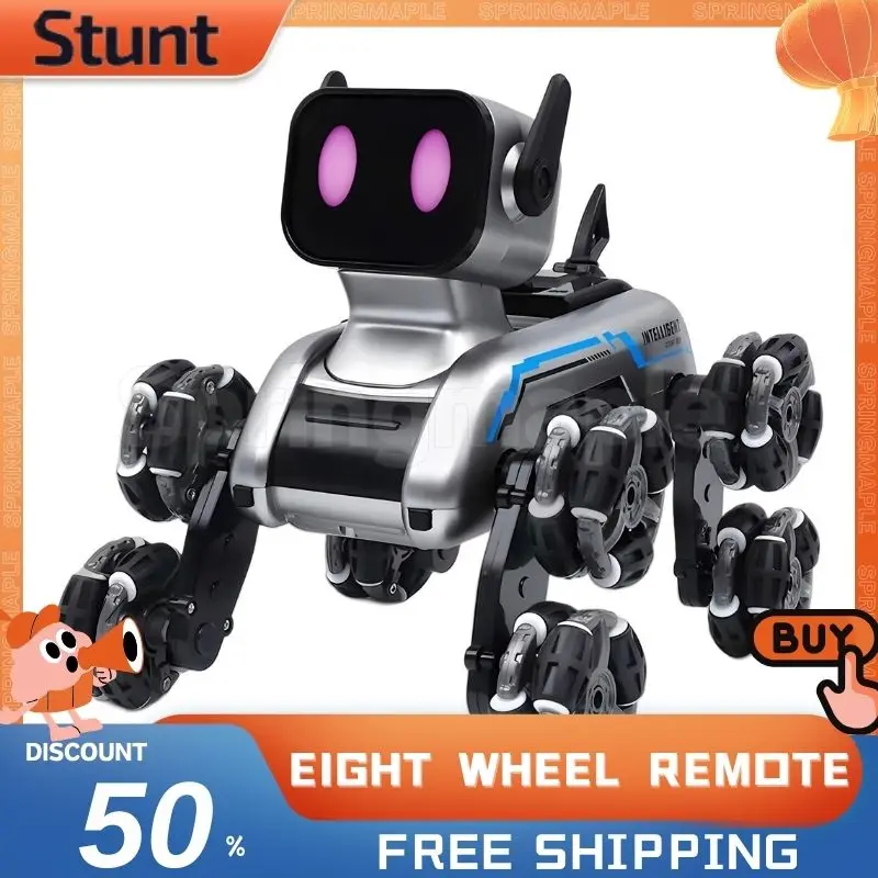 Stunt Eight Wheel Remote Control Fancy Robot Dog Remote Control Toy Children's Electric Mechanical Dog Christmas Gift Custom