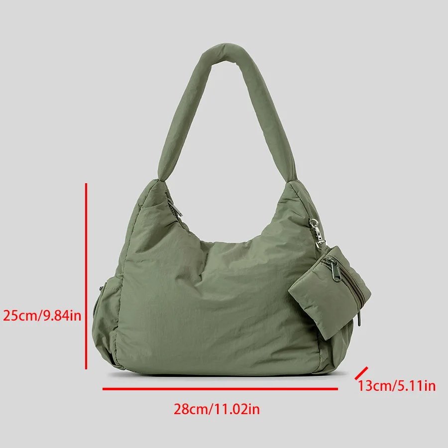 Hobos Bolsas de Ombro Acolchoadas Femininas, Bolsas Designer Puffer Lady, Casual Nylon Underarm Bag com Bolsas Pequenas, Moda, 2024