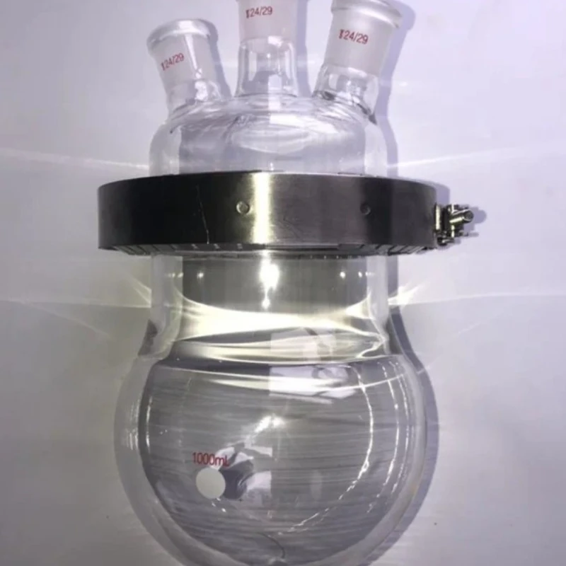 Open Reactor Glass Distillation Reactor Open Reaction Bottle Three Mouth Four Flat Bottom Round Bottom Flange Clamp