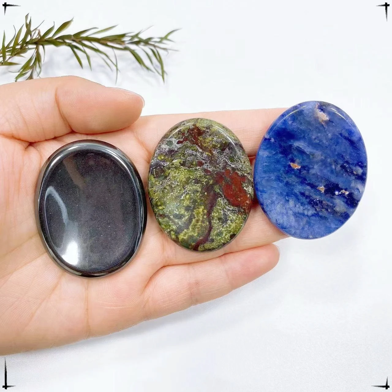 Natural Stones Thumb Worry Stones Oval Massage Quartz Crystals Chakra Energy Healing Meditation Spiritual Gemstone Home Decor