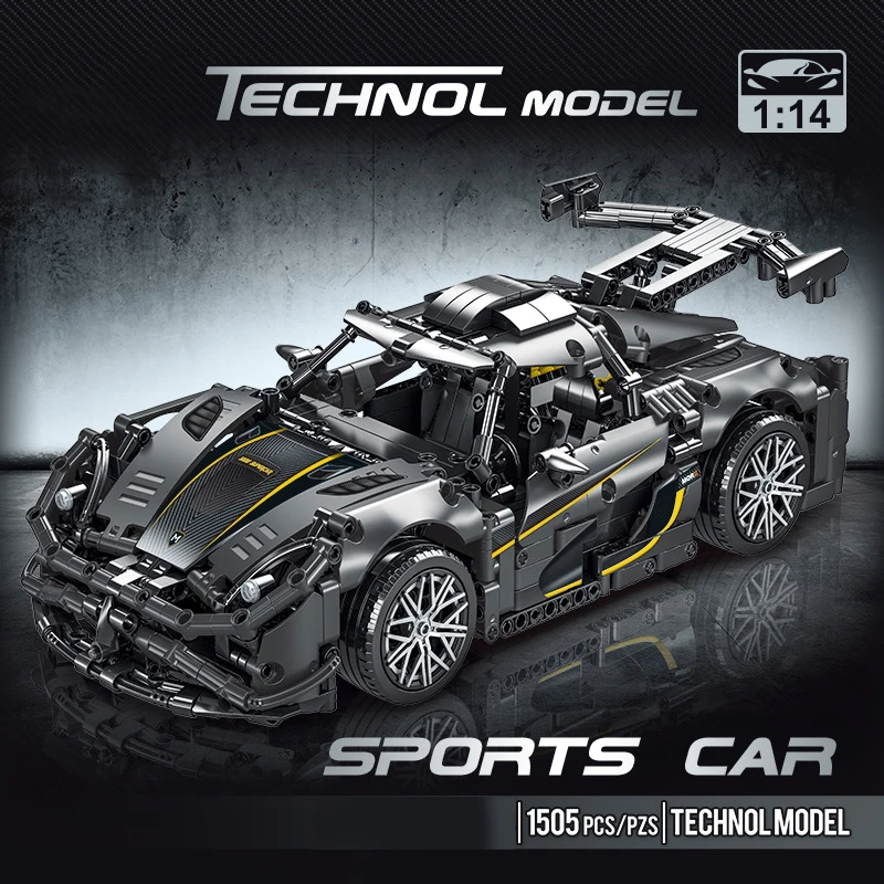 Technical Black Race Car Building Blocks Creative Assembly Bricks Educational DIY tabletop decoration Birthday Christmas Gifts