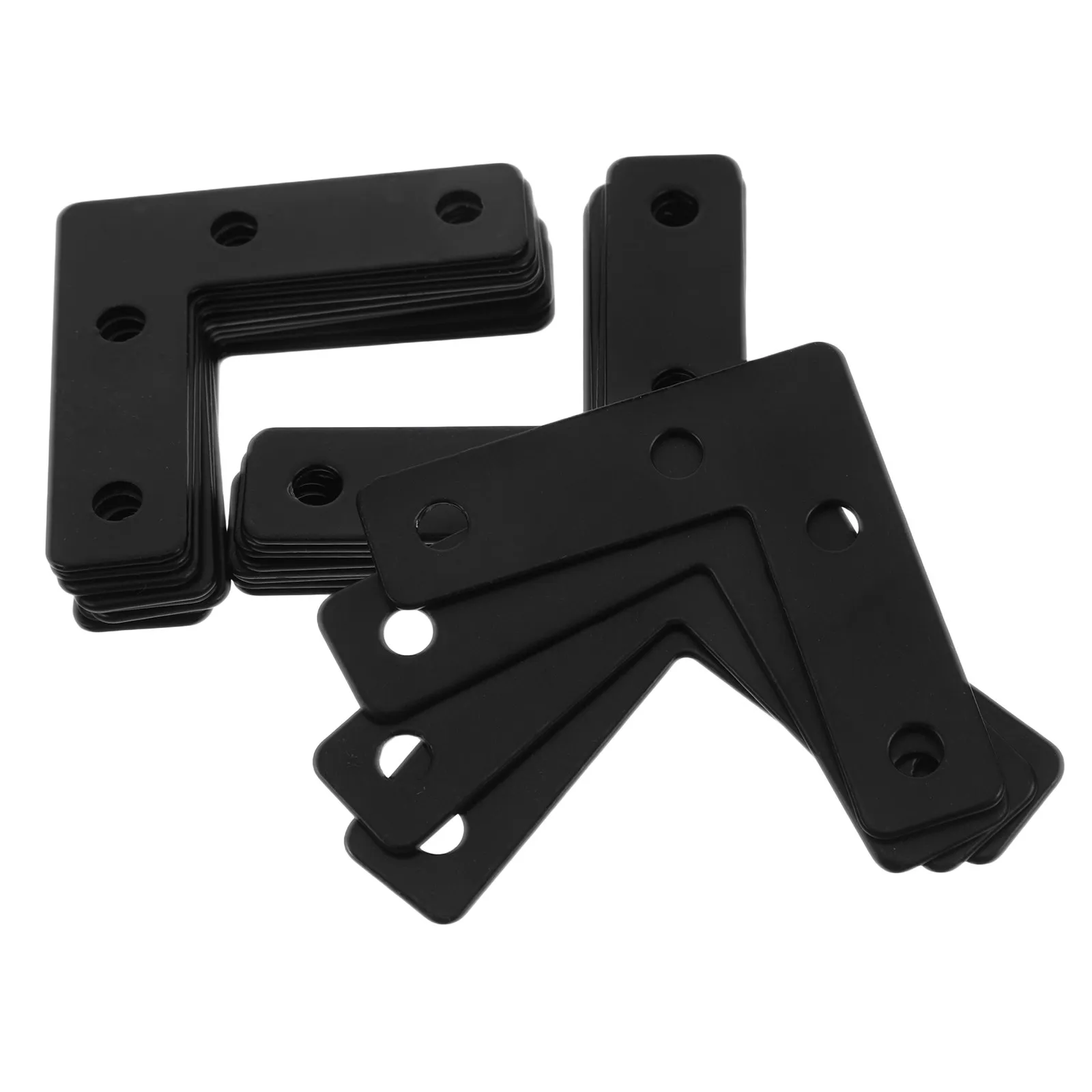20Pcs Black Stainless Steel Corner Brackets L Shape Flat Plates Furniture Support Brace for Wooden Frames Cabinets DIY Assembly