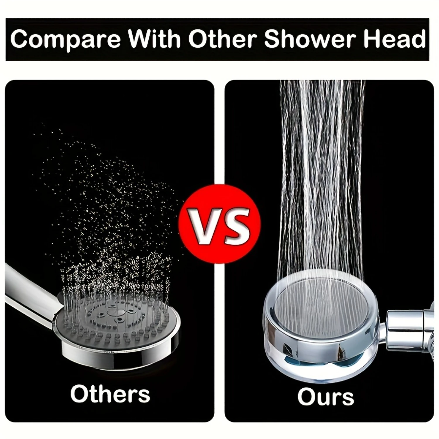 

High Pressure Shower Heads with Handheld, Jet Shower Head with 79 Inch Shower Hose, Angle-adjustable Shower head with Turbofan,