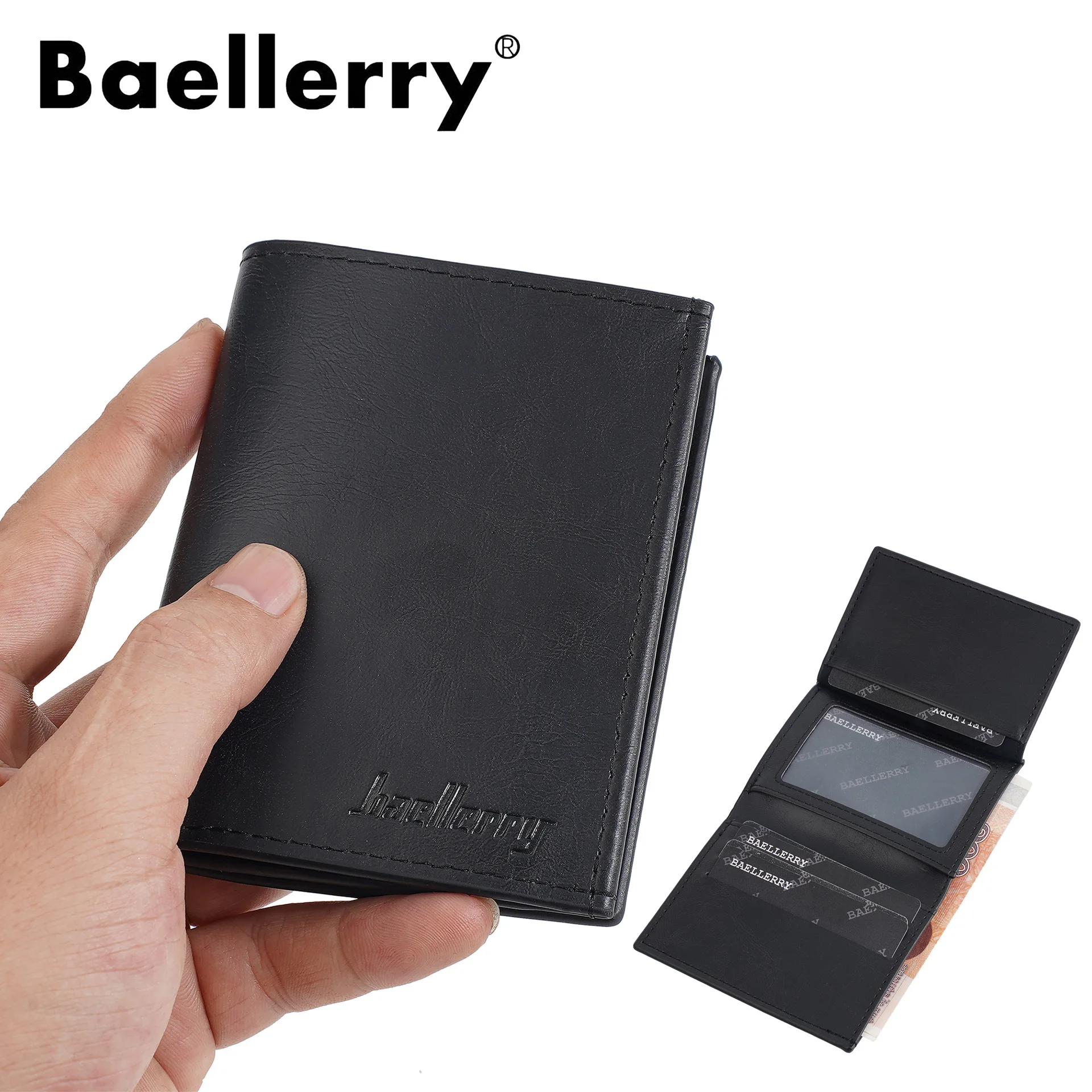 

Vintage Men Wallet Trifold ID/credit Card Holder Wallet for Men Small Vertical Wallet Slim Mini Money Bag Black Brown Cash Purse