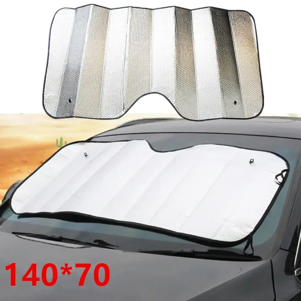 

Auto Car Front Rear Windscreen Foldable Reflective Sunshade(140 X 70)cm Sliver Auto Acesssories Tools