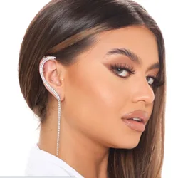 1PC Clips Tassel Long Earrings for Women Ear Clips Without Piercing Sparkling Zirconia Ear Cuff Fashion Jewelry