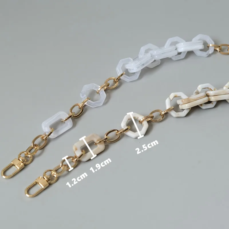 New Woman Bag Accessory Solid White Beige Acrylic Resin Square Parts Handcrafted Wristband Women Replacement Bag Handle Chain