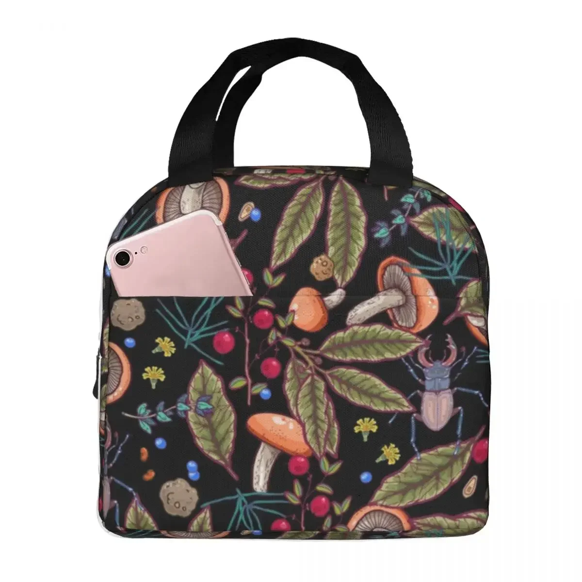 

Autumn Vibes Lunch Bag Waterproof Insulated Cooler Psychedelic Mushroom Thermal Cold Food Picnic Lunch Box for Women Children