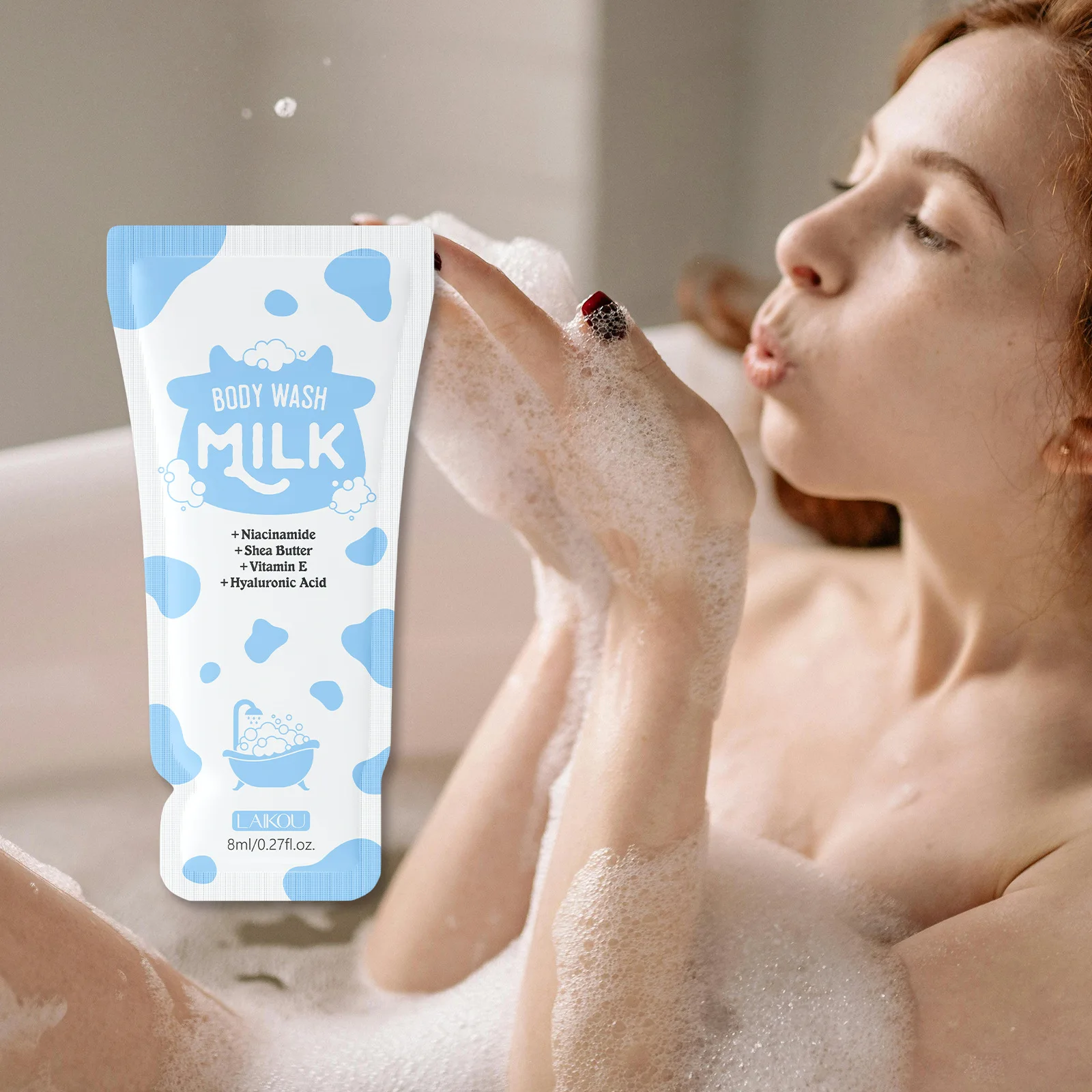 

LAIKOU Молочко для душа 8 мл, 10 шт. Увлажняющий гель для душа дорожного размера, увлажняющее мыло для ванны с длительным ароматом, нежная формула