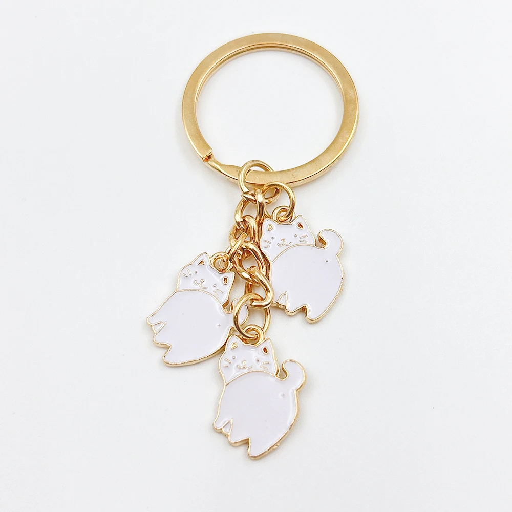 New Fashion Cats Oil Enamel Charms KeyChain Key Chain Car Keyring Women Child Gift Jewelry