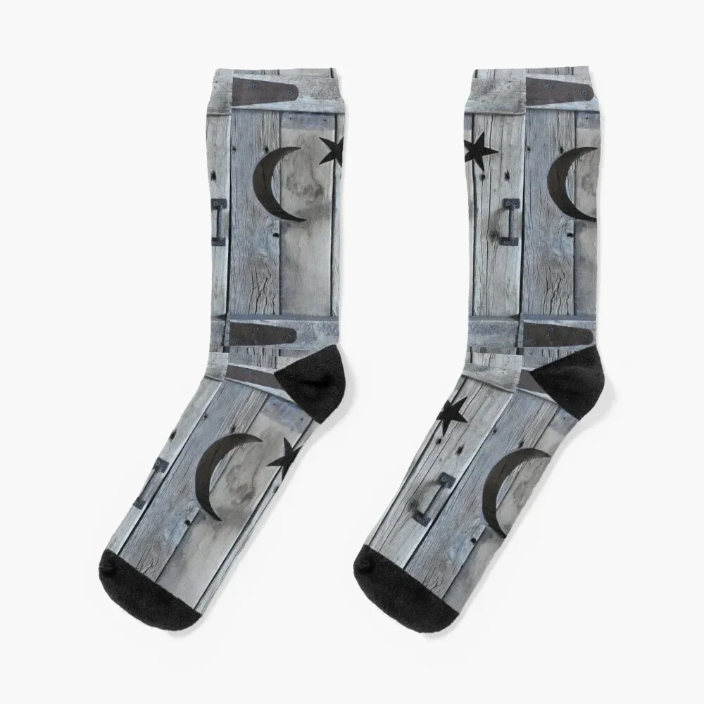 

star and moon outhouse shutter door Socks sport heated cute Socks For Men Women's