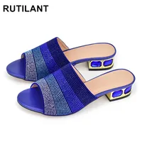 Latest Shoes Women Luxury Rhinestone Crystal Pumps 2024 New Fashion Slippers Sandals Party Low Heels Elegant Italian Women Shoes