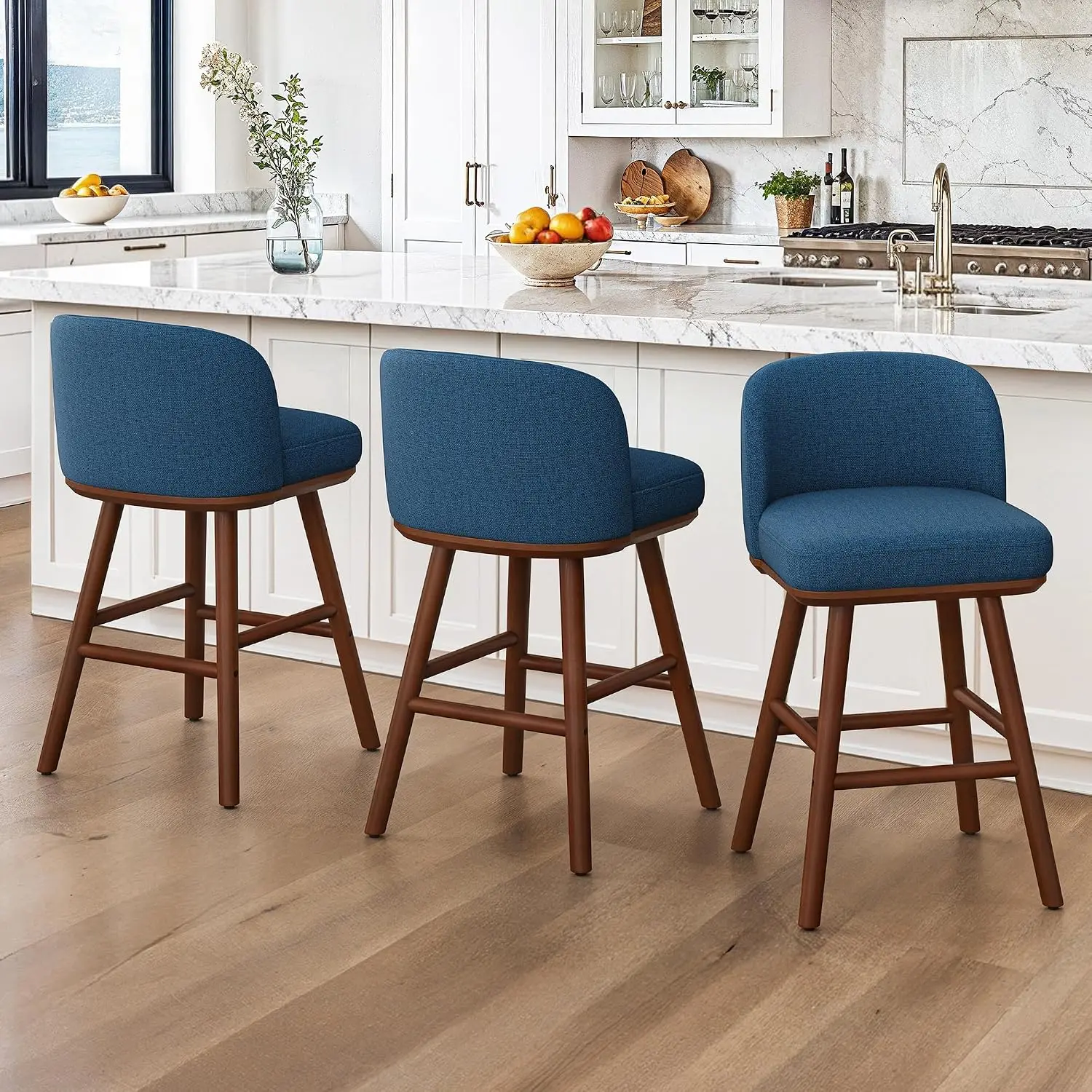 Navy Blue Fabric Bar Stools 27.6