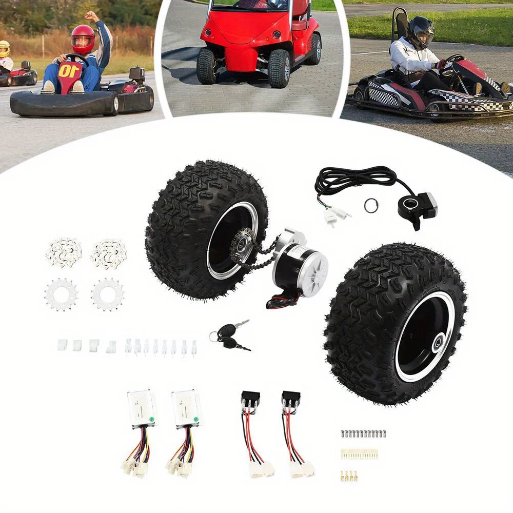 Kit de Conversion de roue pneumatique d'entraînement de moteur de 10 pouces, Kit de Conversion de Scooter de chariot 24V 250W avec accélérateur au pouce pour Scooter électrique de plage