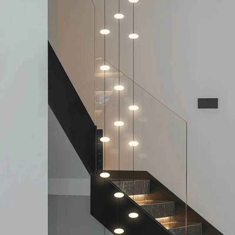 Modern Minimalist LED Pendant Lamps Home Decoration Villa Rotary Staircase Pendant Lamps Hotel Lobby