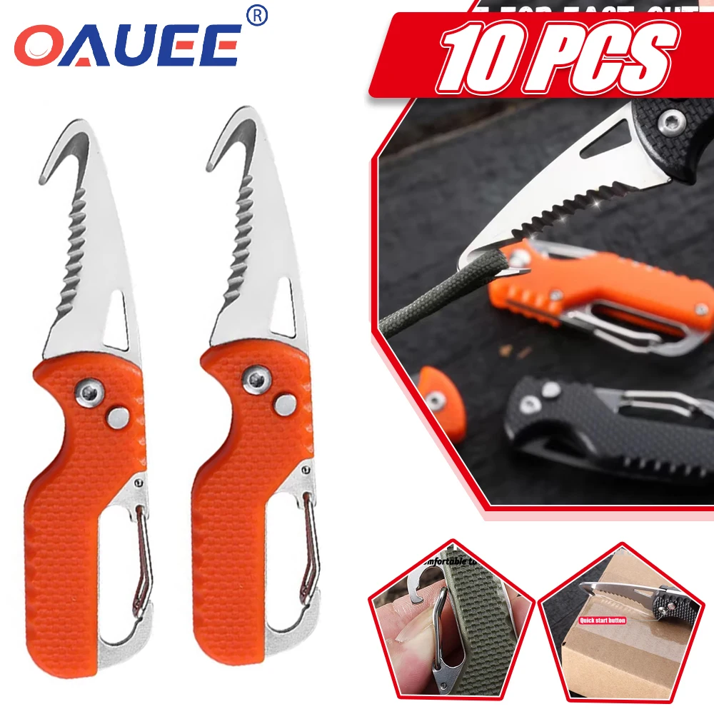 

Portable Express Parcel Knife Stainless Fast Serrated Hook Knife For Outdoor Camping Carry-on Unpacking Keychain Folding Cutter