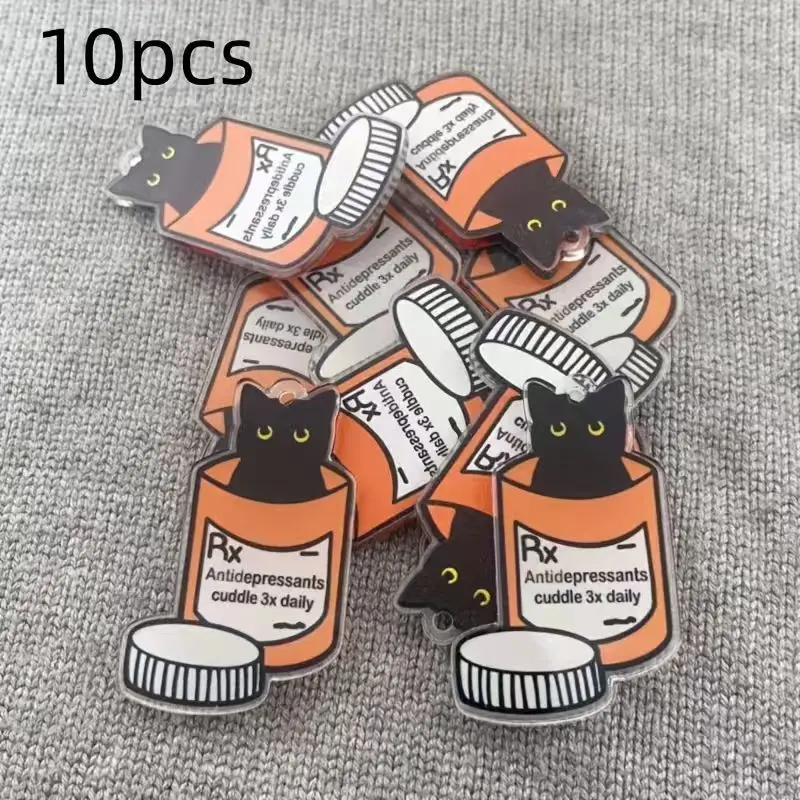 10pcs acrylic medicine cat pendant, DIY jewelry making earrings necklace keychain accessories view 2