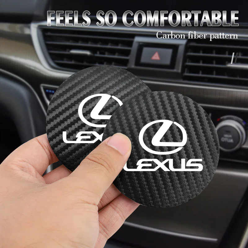 2Pcs of carbon brazing anti slip car cup pad rubber pad interior For Lexus UX LS GS NX GX460 Fsport GX RX450h IS350 IS200 UX250h