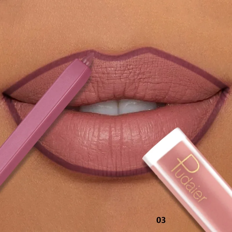 Pudaier Matte Lippenstift- und Lipliner-Set – Langlebige, wasserfeste, nicht klebrige Formel, die sich reibungslos für ein Perfekt gleitet