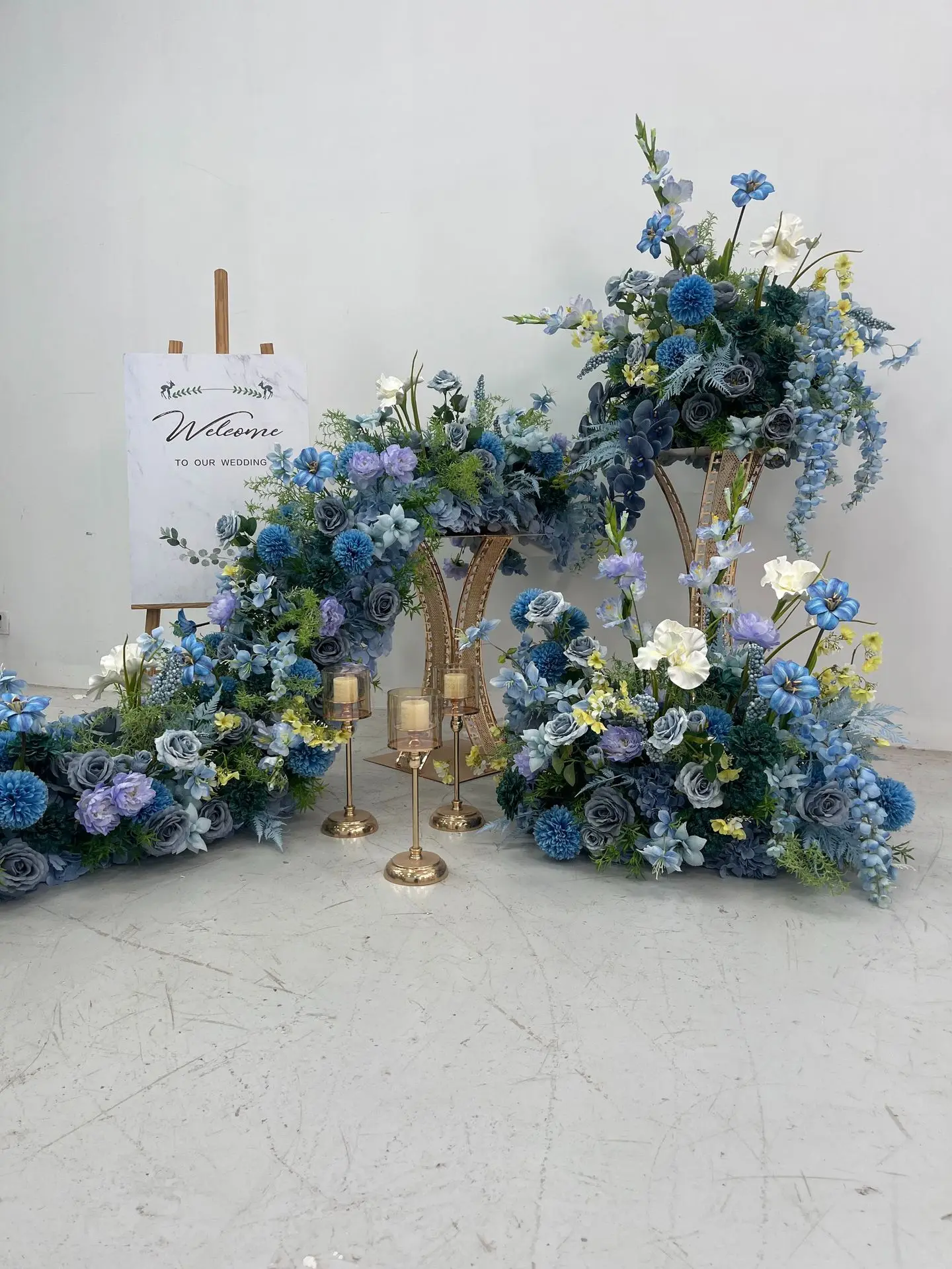 Hellblaue Künstliche Blumenreihe Wasserfall-Tischblume Großhandel Hochzeits-Party-Tischdekoration Künstliche Seidenblumen Event-Dekoration – Detail 2