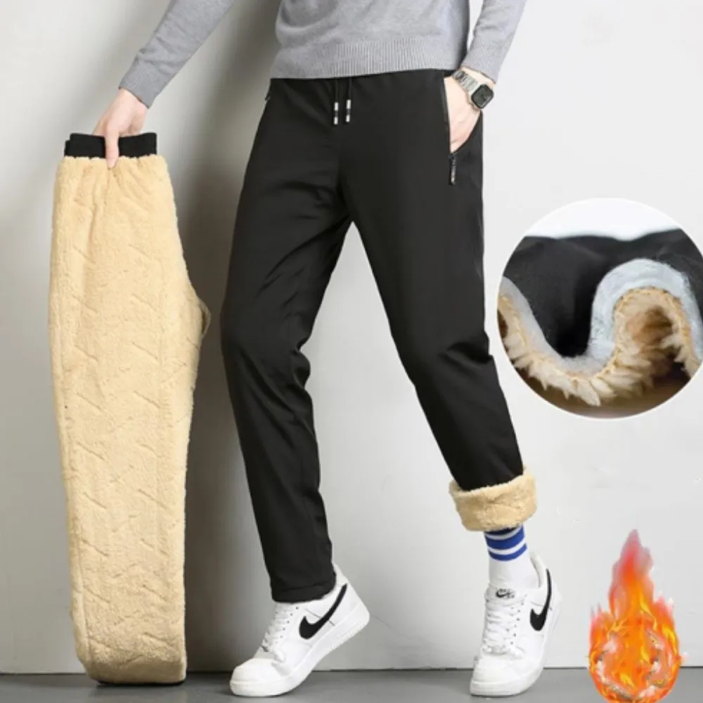 

"Thicken Warm Fleece Pants Men Winter Lambswool Casual Thermal Drawstring Trousers Solid High Quality Fashion Joggers Sweatpants