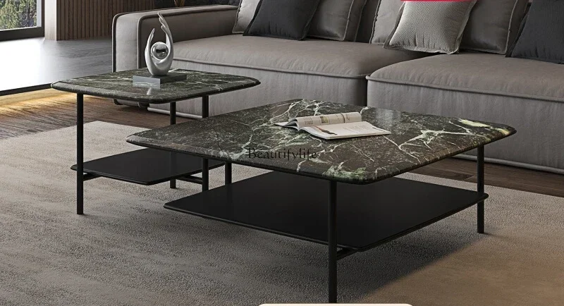 

46Italian minimalist marble square coffee table high-end coffee table combination