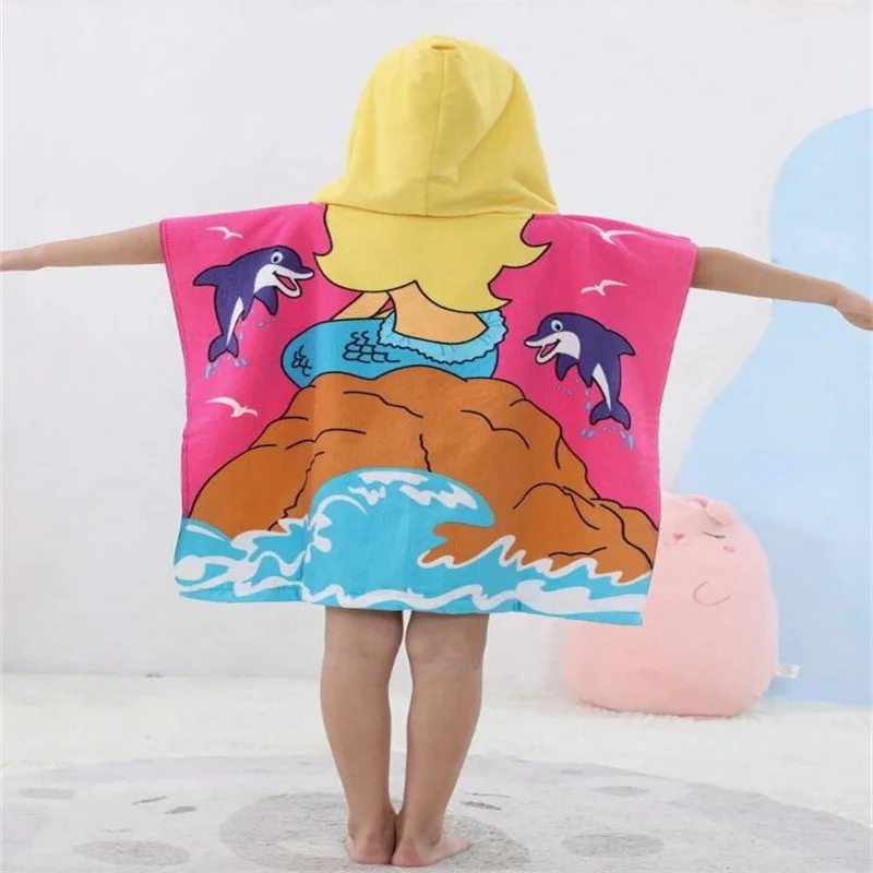 Beach Towel For Kids Hooded Bath Towel Poncho Kids Towel Microfiber Baby Towel For Girls 2-6 Years Bathroom Beach Swim Cover (Me