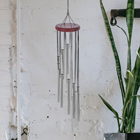 12 Tubes Aluminum Wind Chimes Red Wood Golden Pipes Home Balcony Hanging Decor Metal Wind Bell Garden Ceiling Novelty Gift
